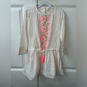 Bonheur Du Jour Paris Girls White Floral Embroidered Dress (Size 6)